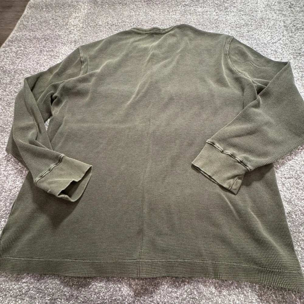 Banana Republic Henley Shirt Mens XXL Green Cotton Waffle Knit Heritage Outdoor